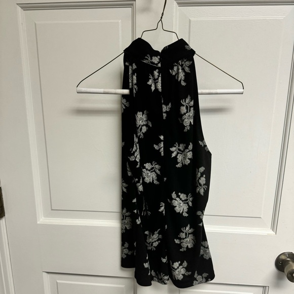 Floral Black and White Women's Halter Top - Picture 3 of 3